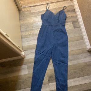 Jean romper pant leg